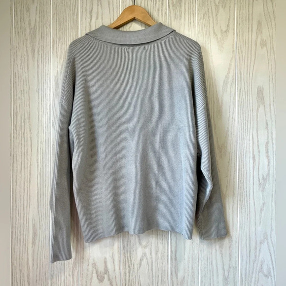 LILLUSORY Light Gray Henley Knitted Pullover Sweater Tops Size L EUC - Picture 4 of 5